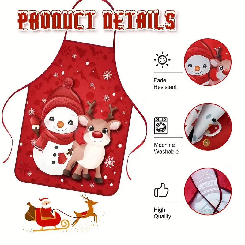 🎄 Delantal Navideño “Reno y Nieve” — Alegría festiva mientras cocinas - TMW430164