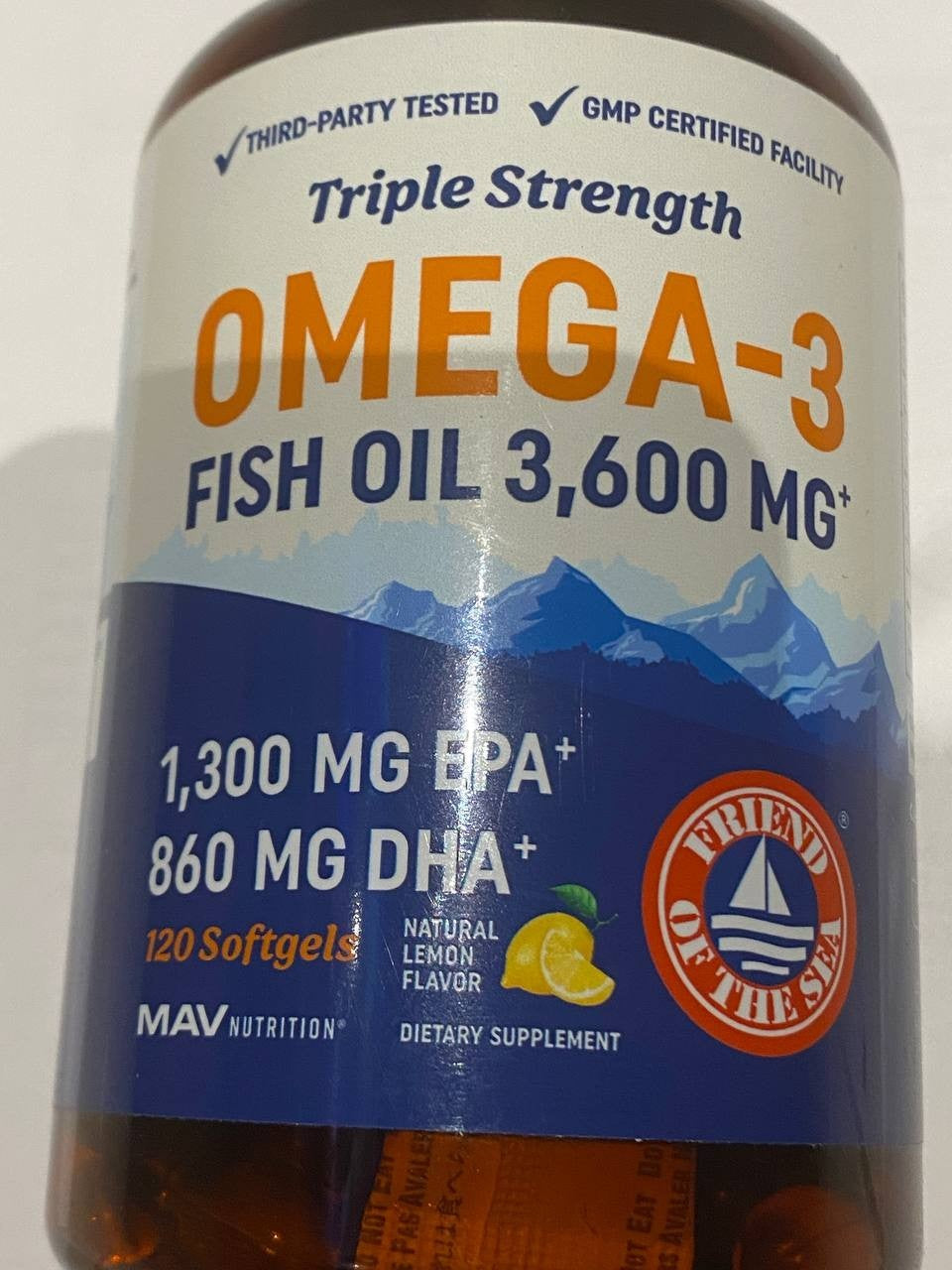 Omega-3 Fish Oil 3600Mg+ | 1300Mg EPA + 860Mg DHA | 120 Softgels | Heart, Brain