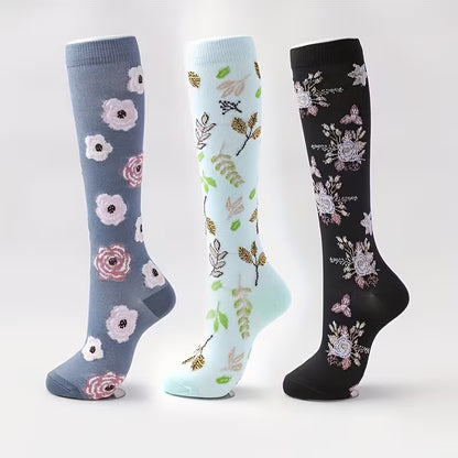 6311 🌸 Calcetines de Compresión con Patrones Florales
