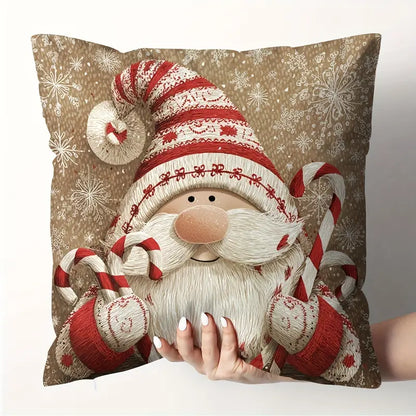 🎄 Set de 4 Fundas de Cojín Navideñas Festivas – Pan de Jengibre, Muñeco de Nieve, Papá Noel y más - MVU5247884