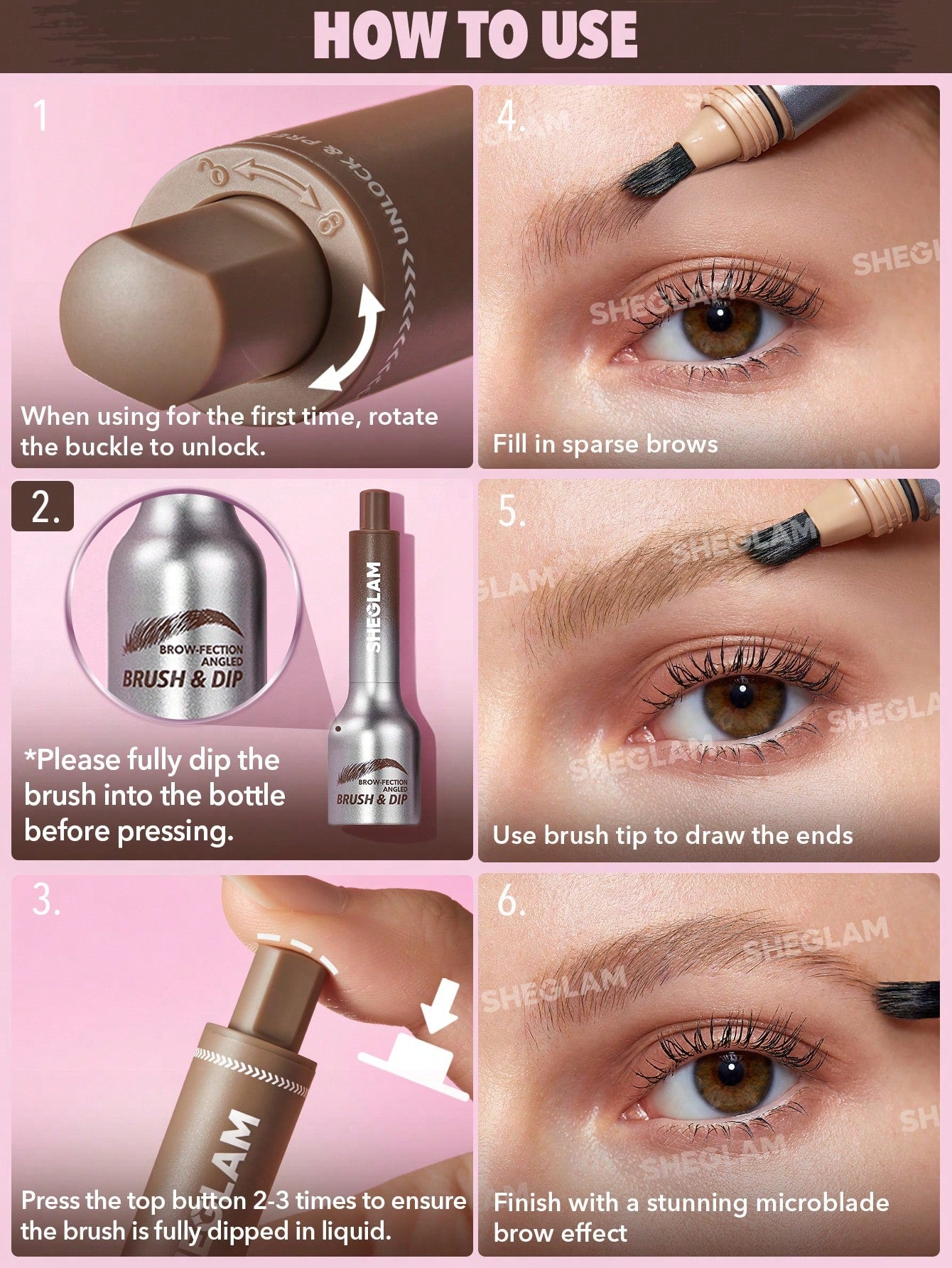 SHEGLAM Brow-Fection Angled Brush & Dip-Auburn Hair-Like Strokes Liquid Eyeborw Eyeborw Gel Pen Easy to Color Long Lasting Quick Drying Natural Shaping Outlining Filling Eyebrow Makeup Easter Mother'S Day Graduation Birthday Holiday Winter Y2K Fancy Fashion Makeup Cosmetic Party Beach Travel Camping Outdoors School Campus Trip Festivals Decor Gift Present Rose Girl Cosplay Best Color Charm Vibe