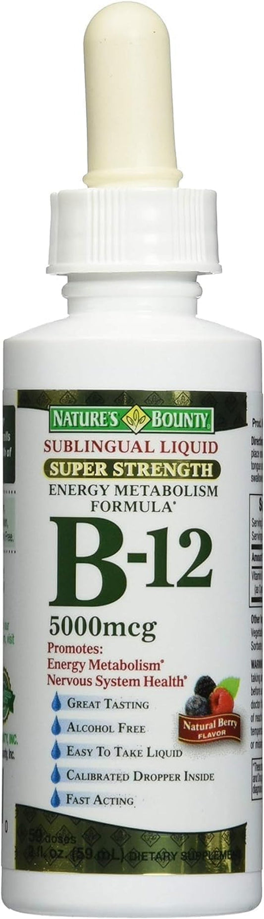 B-12 5000 Mcg Sublingual Liquid Energy Health, 2 Fl Oz (Pack of 3)