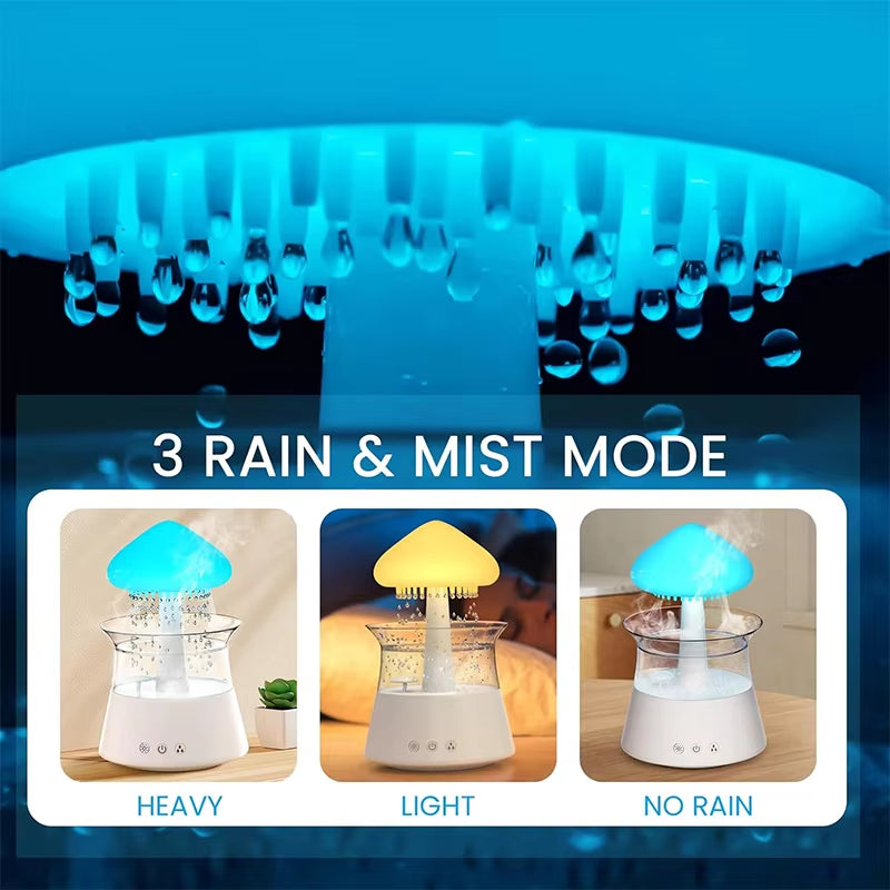 Rain Cloud Air Humidifiers 300Ml with 7 Colors Mood Light Aroma Diffuser White Noise Raindrop Humidifiers for Home Bedroom Gift