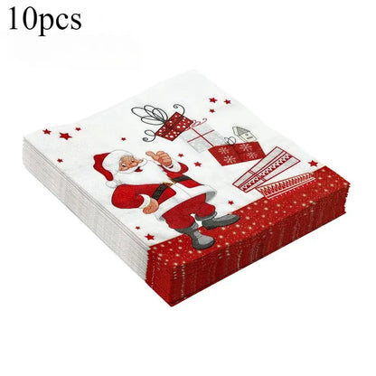 🎄 Servilletas de Fiesta Navideñas de Alta Resistencia – Diseño de Papá Noel con Regalos 🎁 - MJF8004434