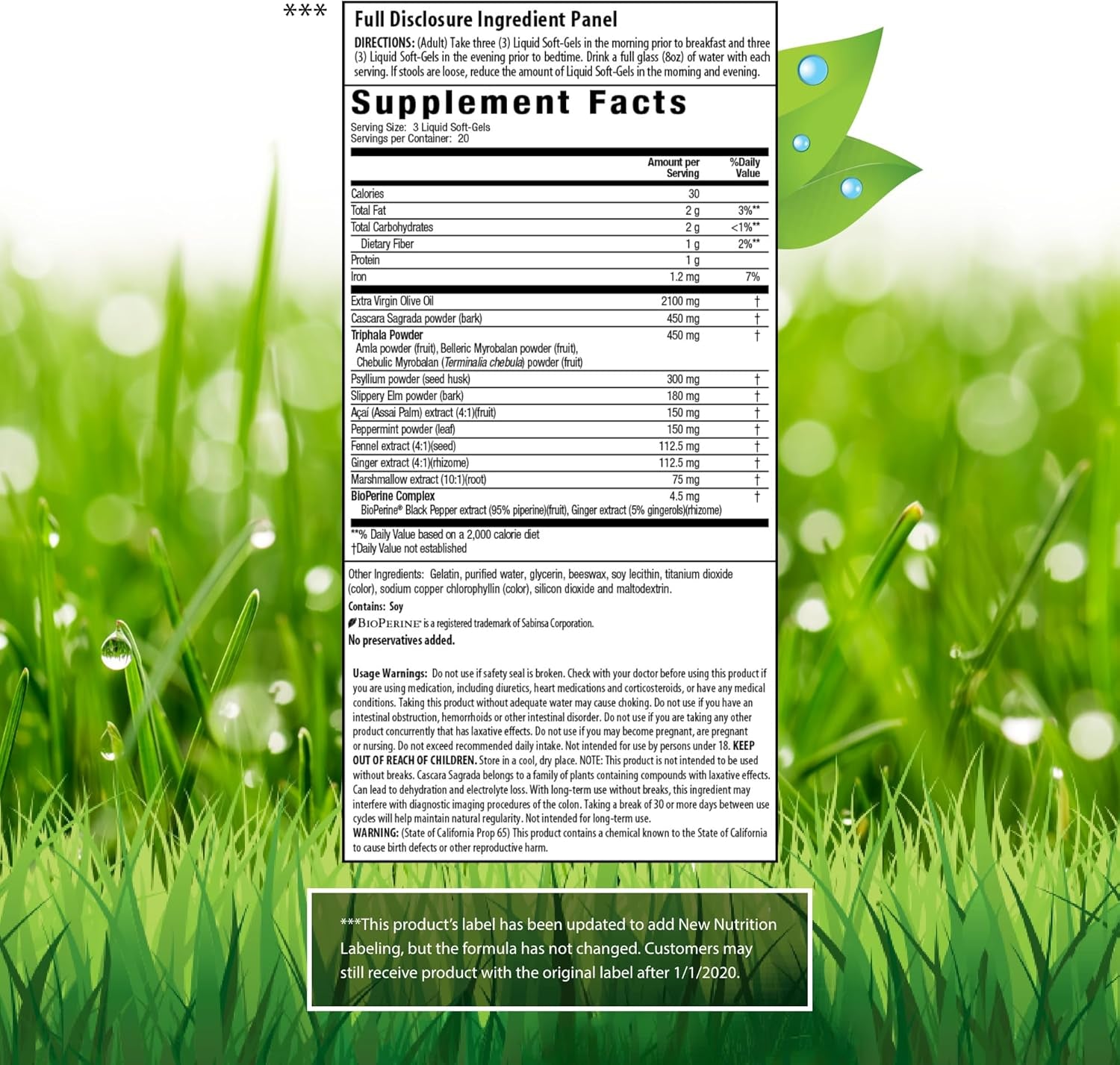 Extra Strength Colon Flush Quick & Powerful Digestive + Constipation Support Supplement with Psyllium, Acai, Triphala + Soothing Botanicals - 60 Liquid Softgels