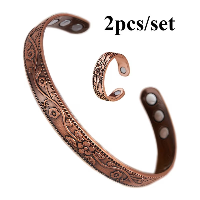 5143 ✨ Set de Pulsera y Anillo Magnéticos de Cobre - T16-04