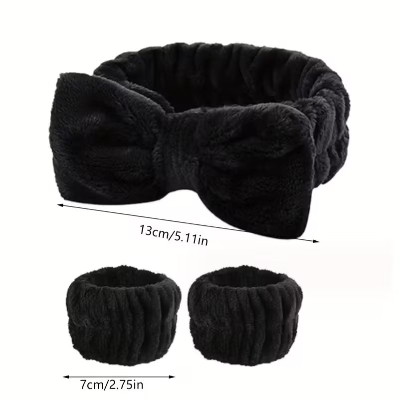 1931 🎀 DIADEMAS Y MUÑEQUERAS DE FELPA PARA SKINCARE 💦 T20-03