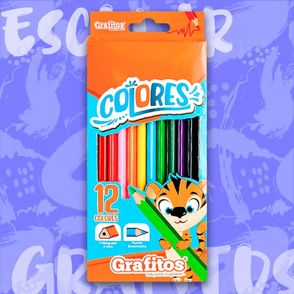 13313 ✏️ COLORES GRAFITOS SU-016 – LARGOS UNIPUNTA TRIANGULAR x12