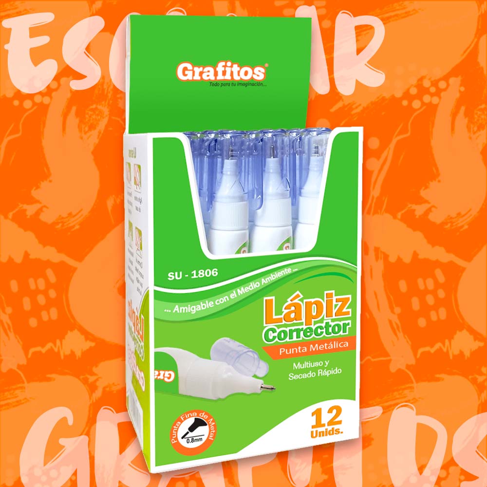 13122-1 ✨ CORRECTOR LÍQUIDO GRAFITOS SU-1806 – Precisión que borra errores