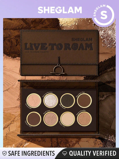SHEGLAM Live to Roam Palette 8-Color Shimmer Matte Eyeshadow Palette Nude Metallic Evenly Pigmented Smooth Blendable Eyeshadow Christmas Brown Eyeshadow Easter Mother'S Day Graduation Birthday Holiday Winter Y2K Fancy Fashion Makeup Cosmetic Party Beach Travel Camping Outdoors School Campus Trip Festivals Decor Gift Present Rose Girl Cosplay Best Color Charm Vibe