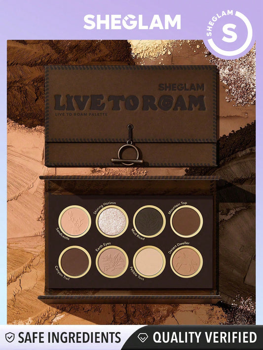 SHEGLAM Live to Roam Palette 8-Color Shimmer Matte Eyeshadow Palette Nude Metallic Evenly Pigmented Smooth Blendable Eyeshadow Christmas Brown Eyeshadow Easter Mother'S Day Graduation Birthday Holiday Winter Y2K Fancy Fashion Makeup Cosmetic Party Beach Travel Camping Outdoors School Campus Trip Festivals Decor Gift Present Rose Girl Cosplay Best Color Charm Vibe