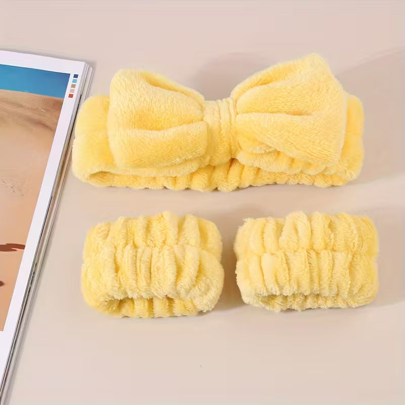 1931 🎀 DIADEMAS Y MUÑEQUERAS DE FELPA PARA SKINCARE 💦 T20-03