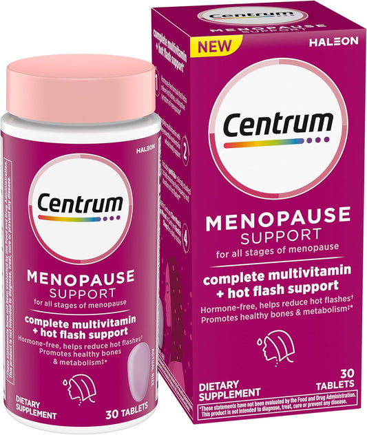 Complete Multivitamin Supplement + Hot Flash Support Menopause Support Tablets, with Clinically Studied Genivida, 30 Count