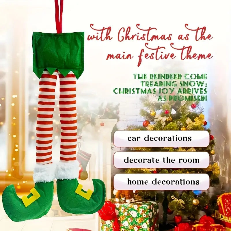 🎄 Pierna de Elfo Navideño – Colgante festivo para maletero o árbol - TQF291058