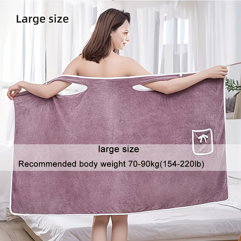 61212 💜 Bata de Baño Vestible para Mujer – Toalla Falda con Lazo (P9-07)