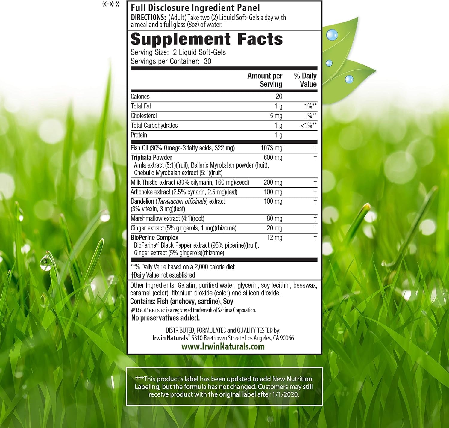 Daily Gentle Cleanse - Non-Laxative Formula with Triphala - 60 Liquid Softgels