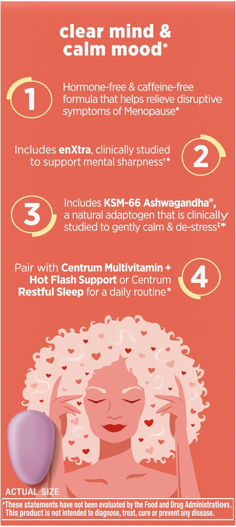 Clear Mind and Calm Mood Menopause Support Tablets, with Clinically Studied Enxtra, 30 Count