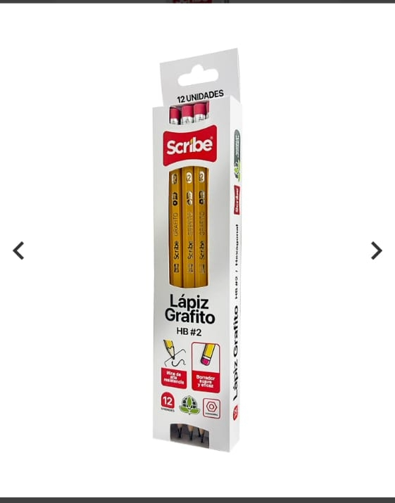 1334-1 ✏️ Lápiz Grafito Scribe No. 2 HB – Caja x12