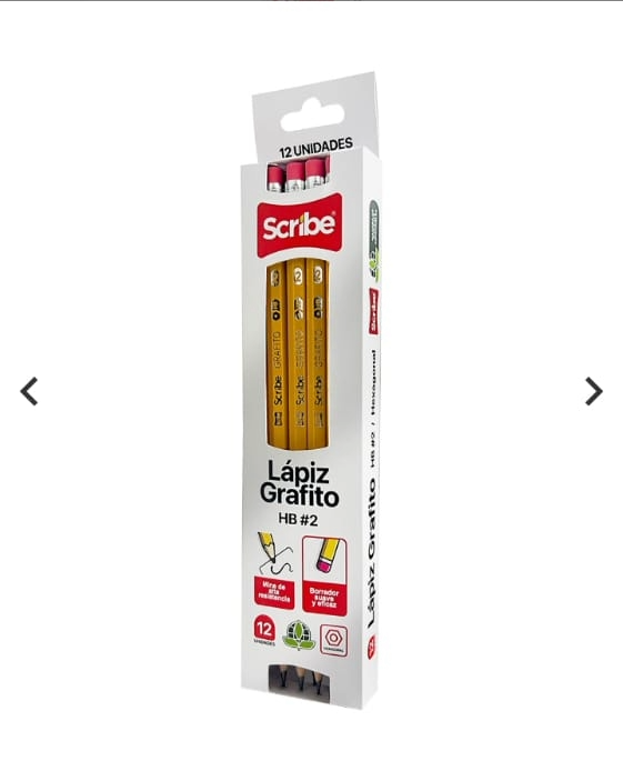 1334-1 ✏️ Lápiz Grafito Scribe No. 2 HB – Caja x12