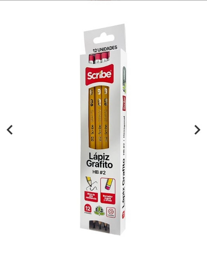1334-1 ✏️ Lápiz Grafito Scribe No. 2 HB – Caja x12