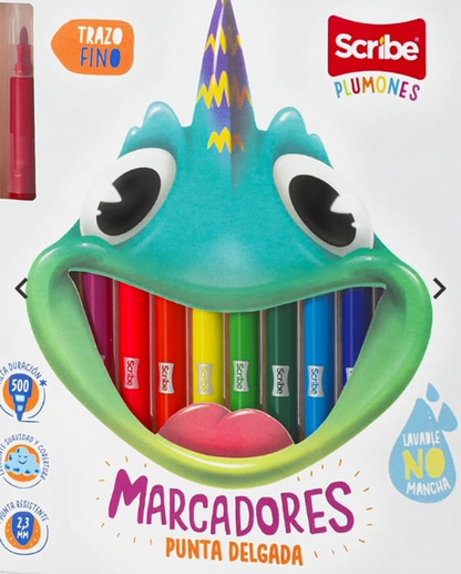 1336-1 🎨✨ Plumones Scribe Surtido x12