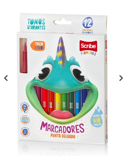1336-1 🎨✨ Plumones Scribe Surtido x12