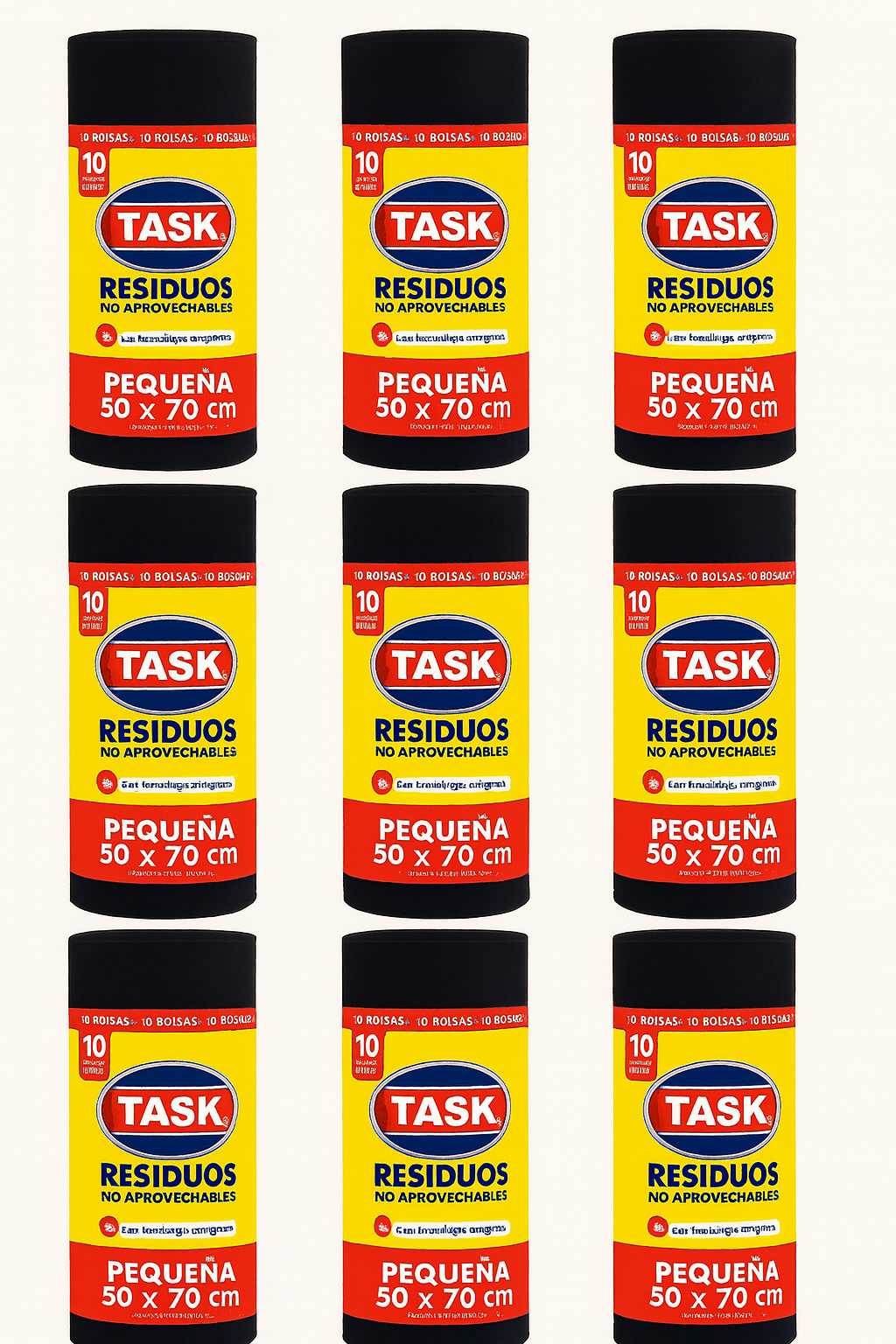 11131 🗑️ Rollo Bolsas de Basura Task Tradicional 50 x 70 cm – Negras (10 Unidades)