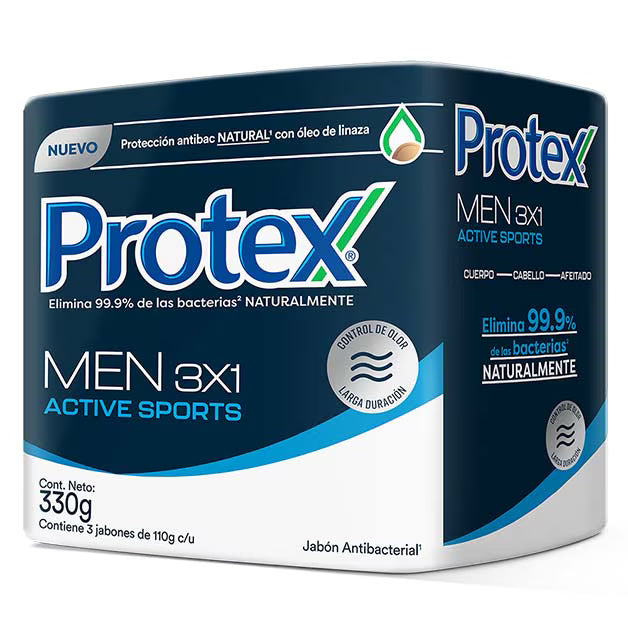 151-2 🧼 Jabón en Barra Protex® Men Active Sports 3X1