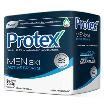 151-2 🧼 Jabón en Barra Protex® Men Active Sports 3X1