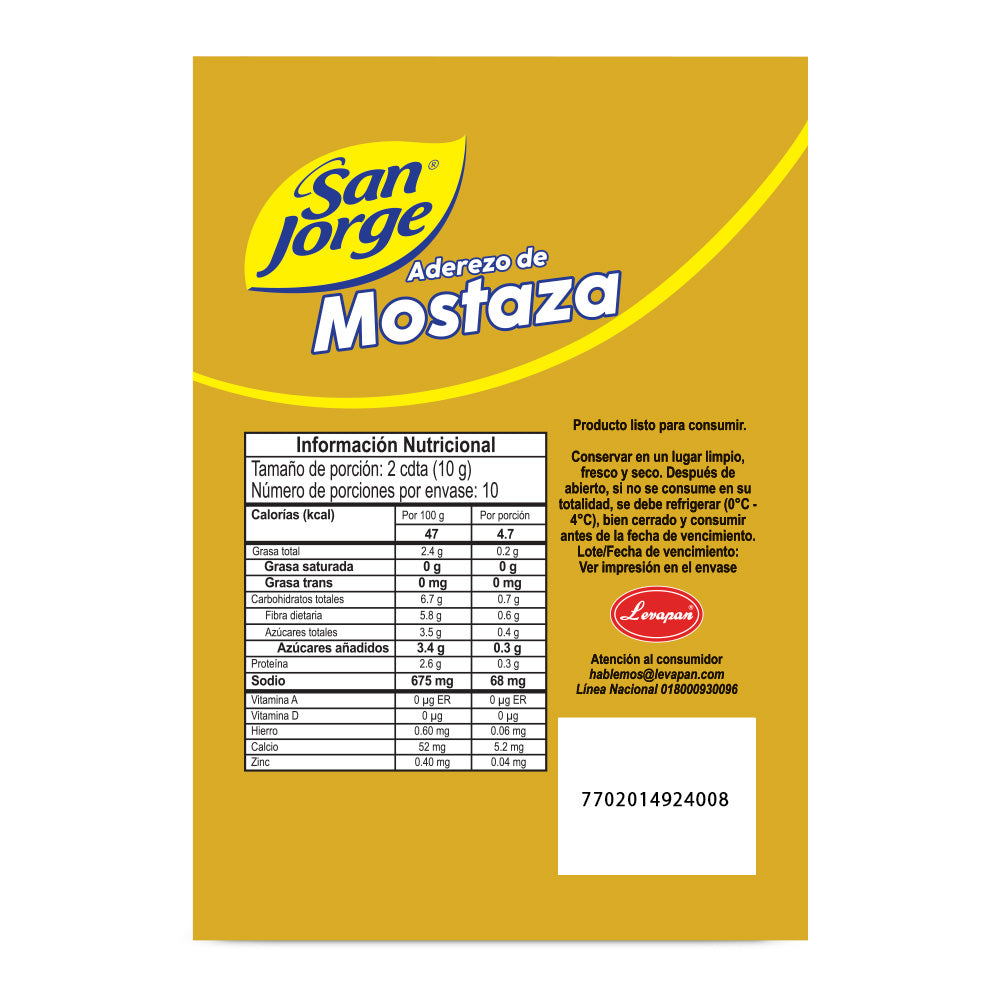 102101-3 🌟🥗 Aderezo de Mostaza San Jorge 100g