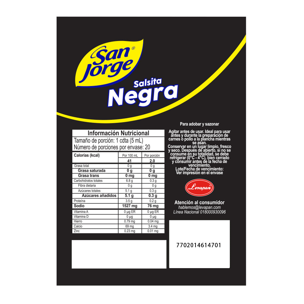 102116-1 🖤 Salsita Negra San Jorge® Doypack x 100 ml