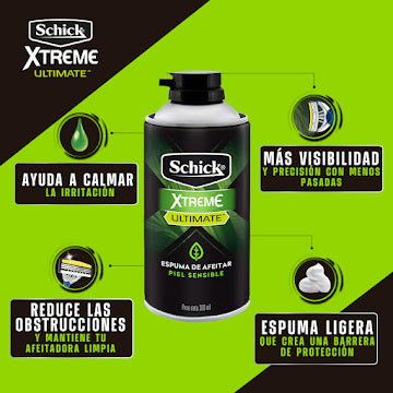 1551🧴Espuma Schick Xtreme Ultimate 300ml – Piel Sensible