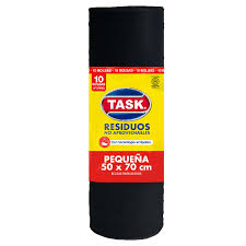 11131 🗑️ Rollo Bolsas de Basura Task Tradicional 50 x 70 cm – Negras (10 Unidades)