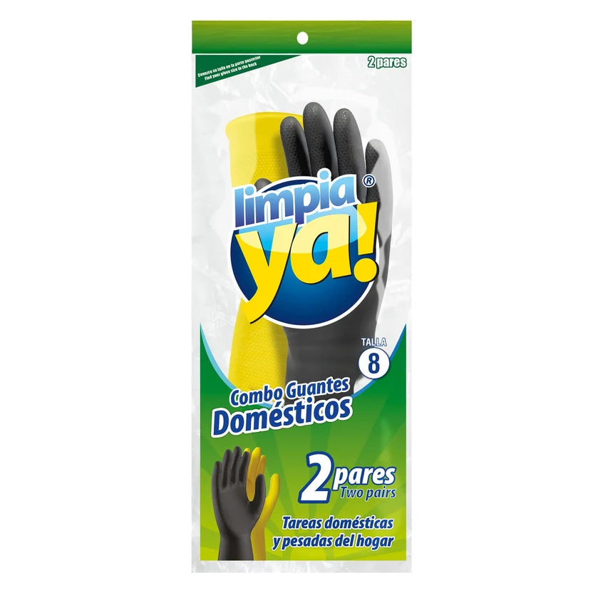 11333 🧤 Guantes Combo Limpiaya Negro + Amarillo No. 8 –  T12