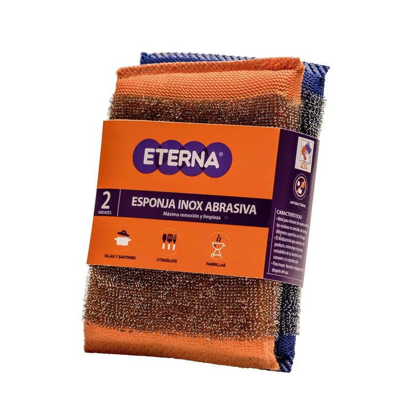 ✨ 11321 Esponja Acero Inoxidable Abrasiva Eterna x2 –  TR - 15