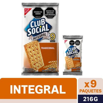 101225 🍪 Galletas Club Social Integral Tradicional x 24g x 9 Unidades 🌾